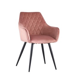 Stylowe różowe krzesło z podłokietnikami PANAMA w stylu glamour
